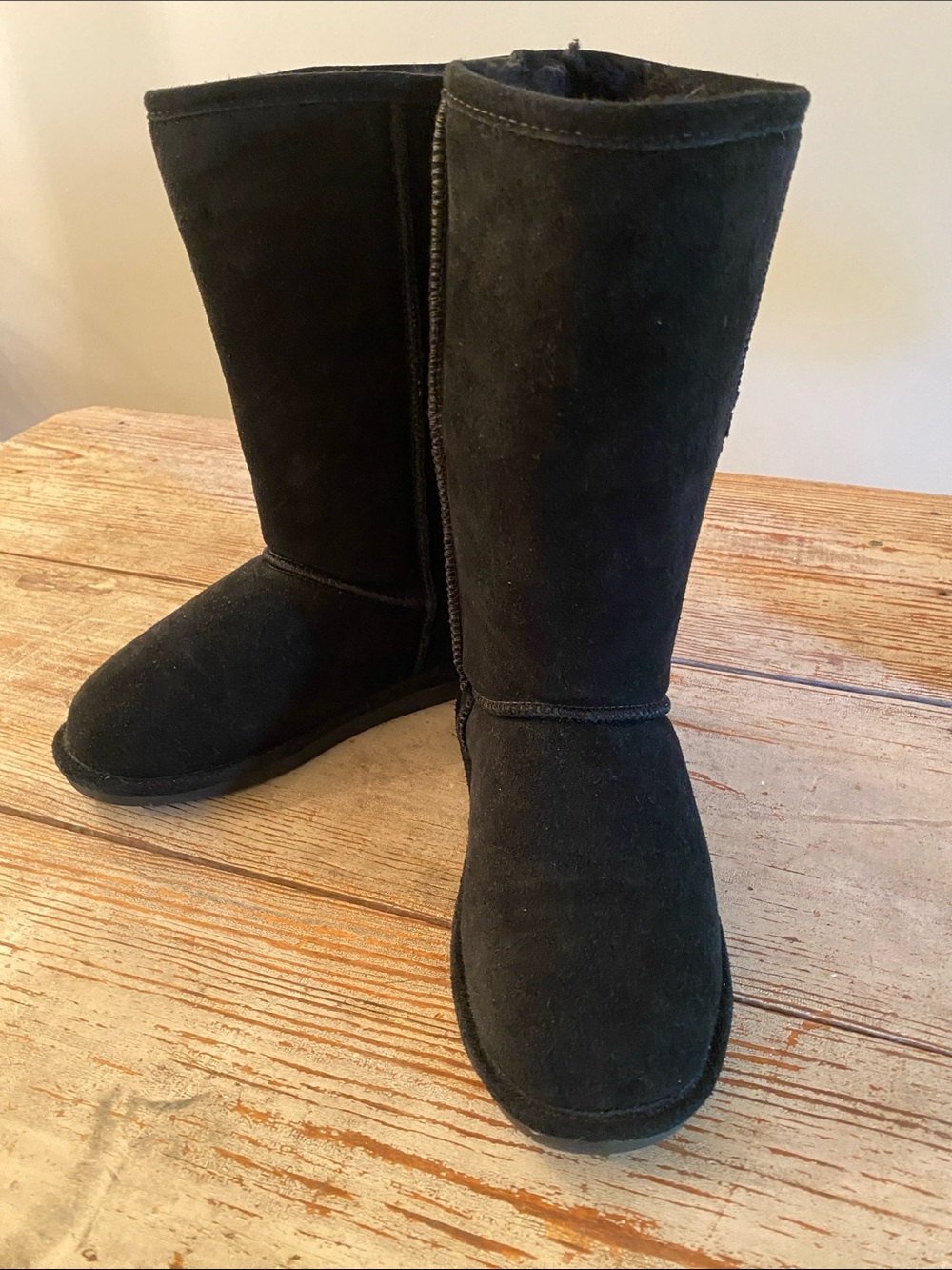 BearPaw Black Suede Mid-Calf Winter Boots